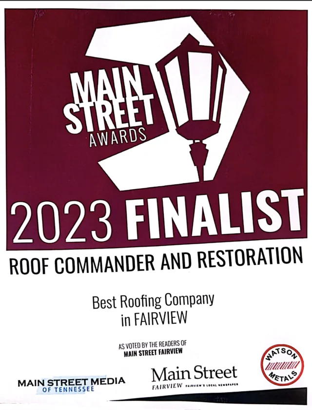2023 Main Street Awards recognition for Roof Commander